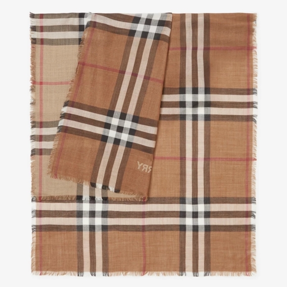 Burberry Check Lightweight Wool Silk Scarf - Picture 2 of 12